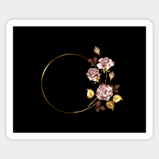 Round frame with pink gold roses Sticker